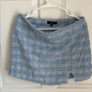Lulu's Blue Tweed Mini Skirt (Large)
